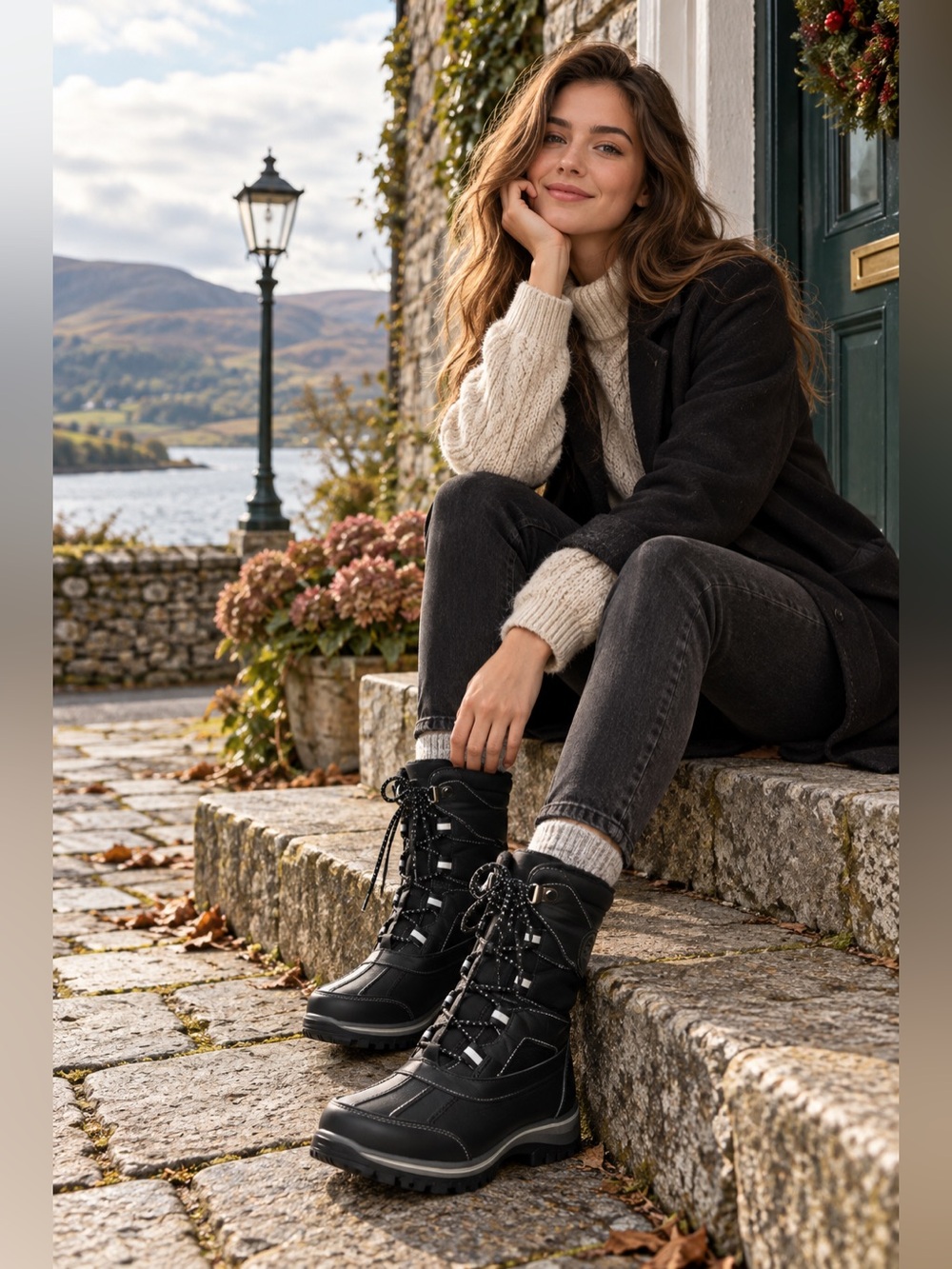totes Black and Gray Winter Boots